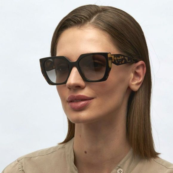 Prada PR15WS 3890A7 Sunglasses Black Tortoise Gray Square Women - Picture 5 of 12